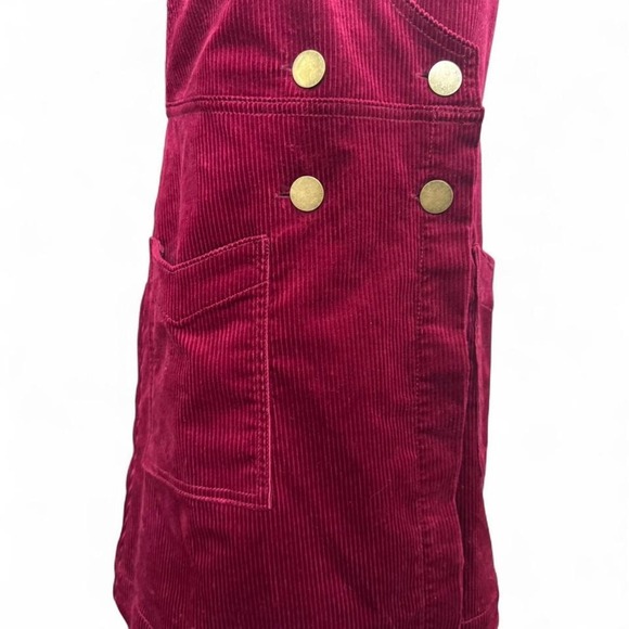 Burgundy Free People Corduroy Overall Dress Fall Vintage Vibes Layering Size 6 - Picture 3 of 6